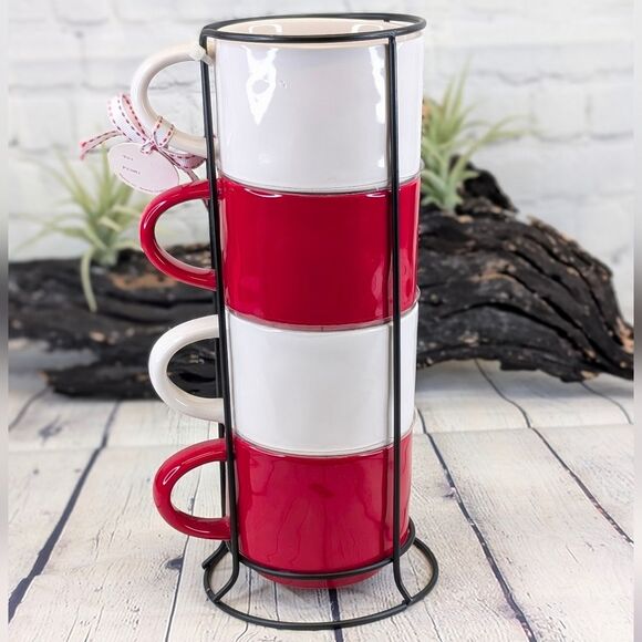 Rae Dunn FELIZ NAVIDOG, HOWLIDAY, JINGLE PAWS, SANTA PAWS Christmas Mug Stacker - Picture 2 of 7